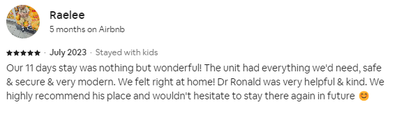 Dr Ron airbnb review1